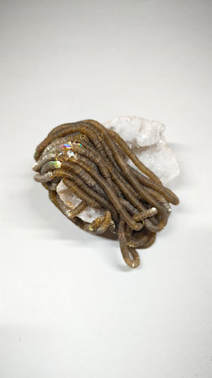 Antique gold vintage cup sequins with iridescent ends