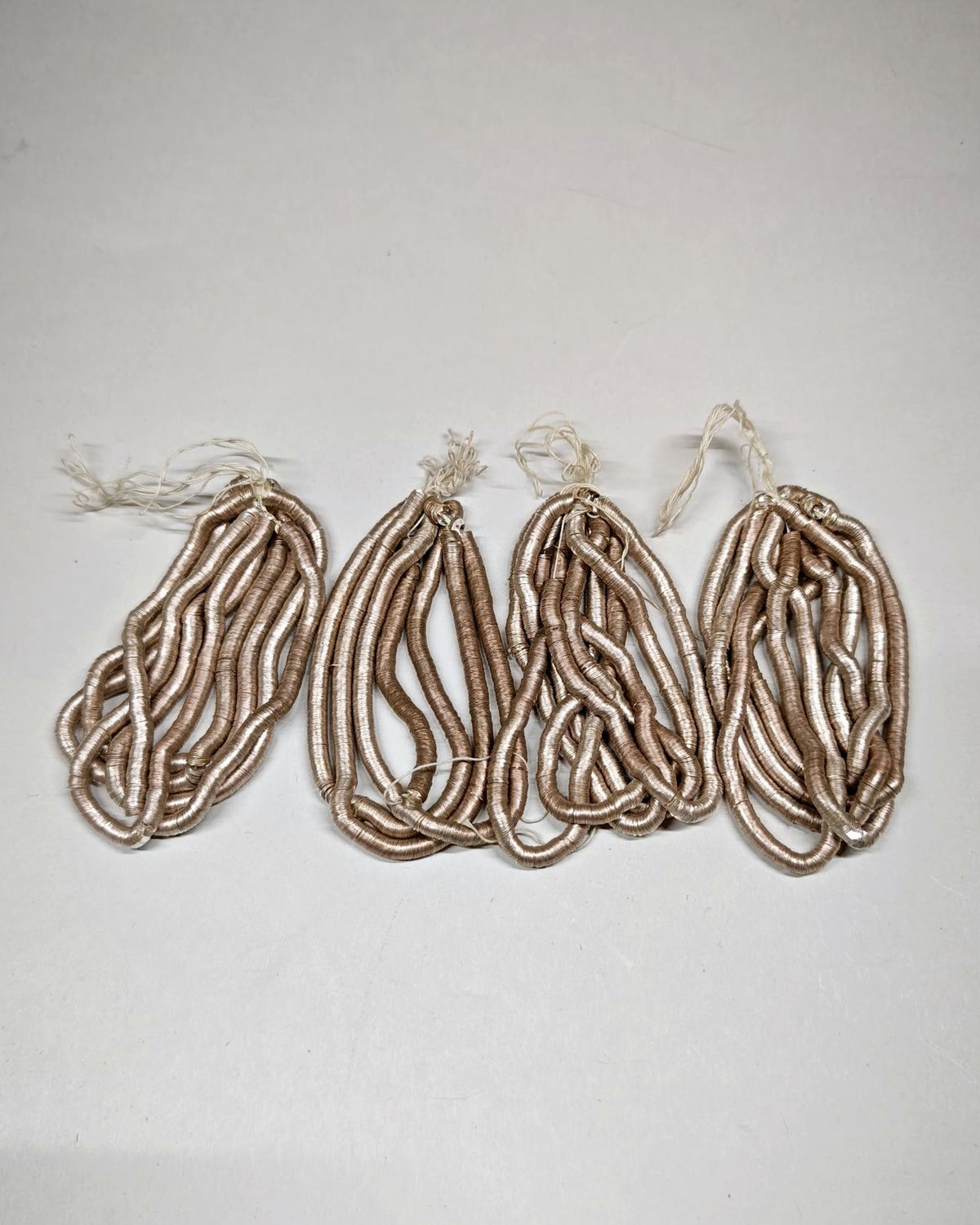 Four hanks of rose silver real metal sequins 5mm
