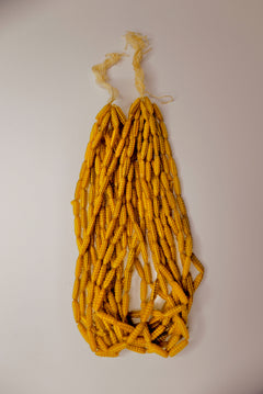 Yellow Hollow-Blown Glass Antique Beads