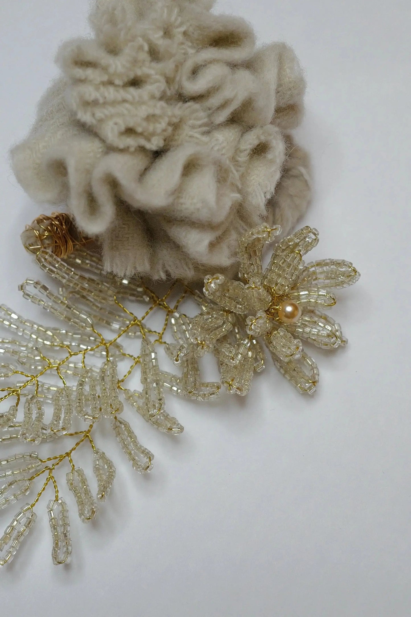 Beige Brooch from Repurposed Materials