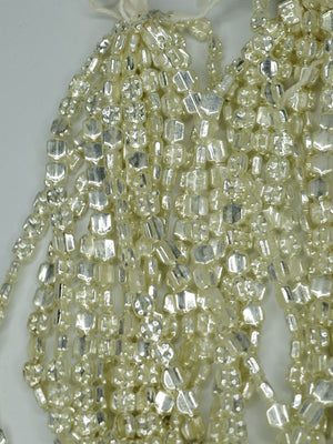 Antique Silver Hexagonal Hollow-Blown Glass Beads