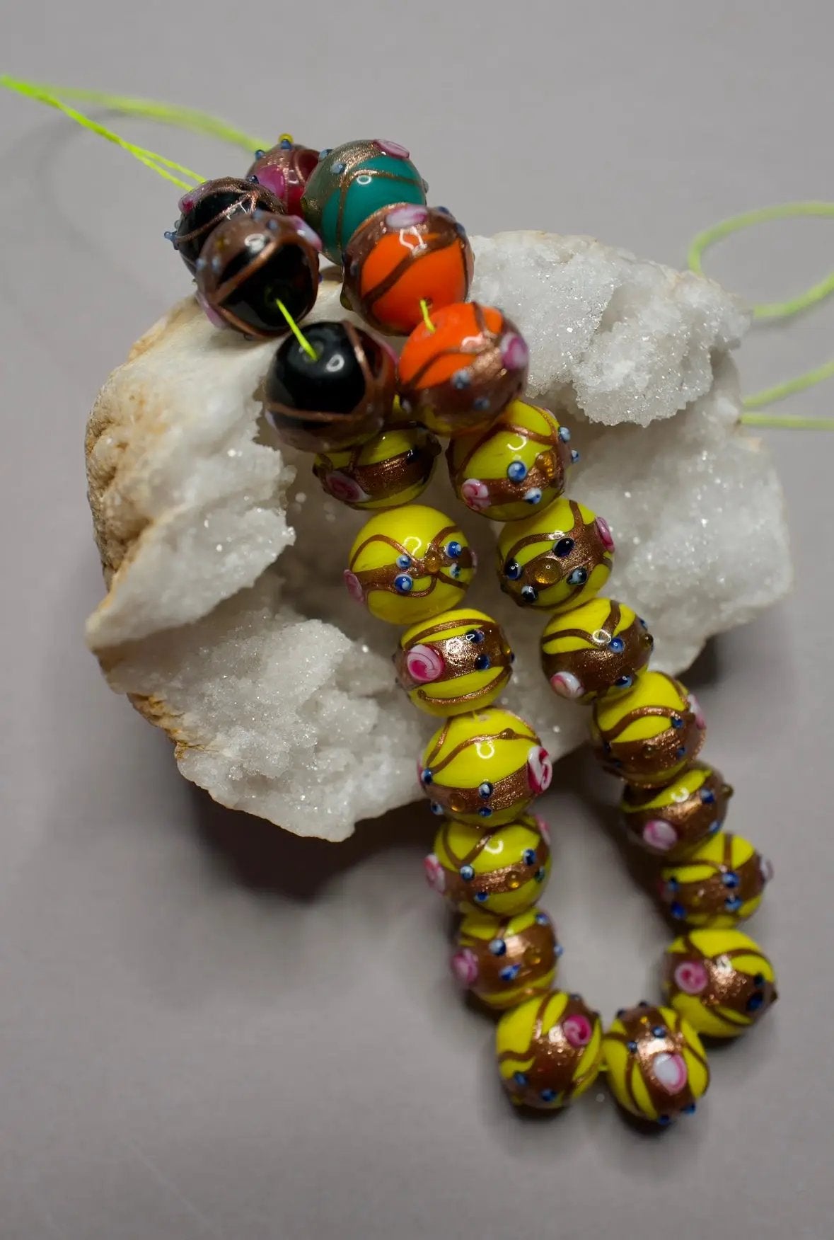 Vintage Venetian Glass Wedding Cake Beads
