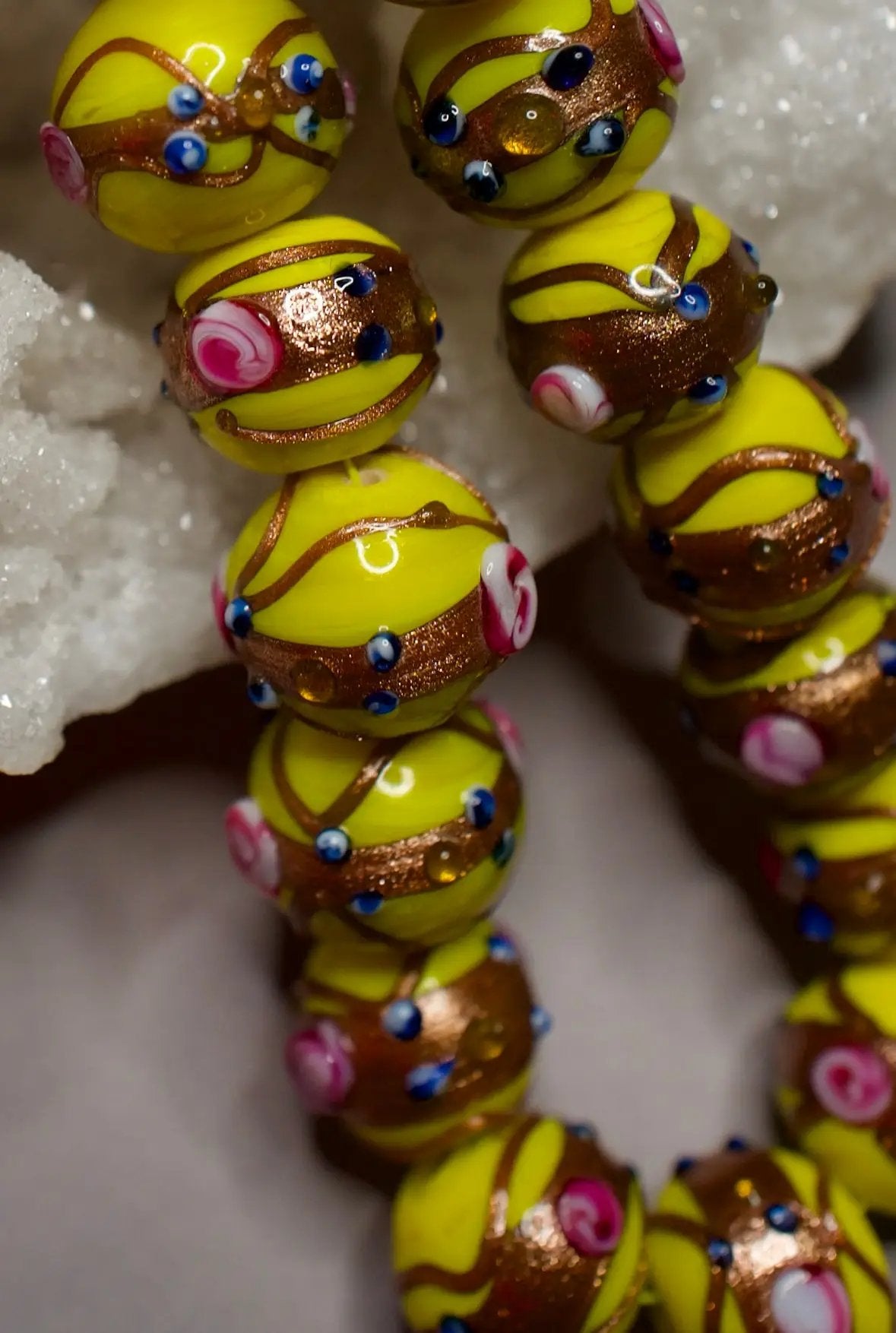 Vintage Venetian Glass Wedding Cake Beads