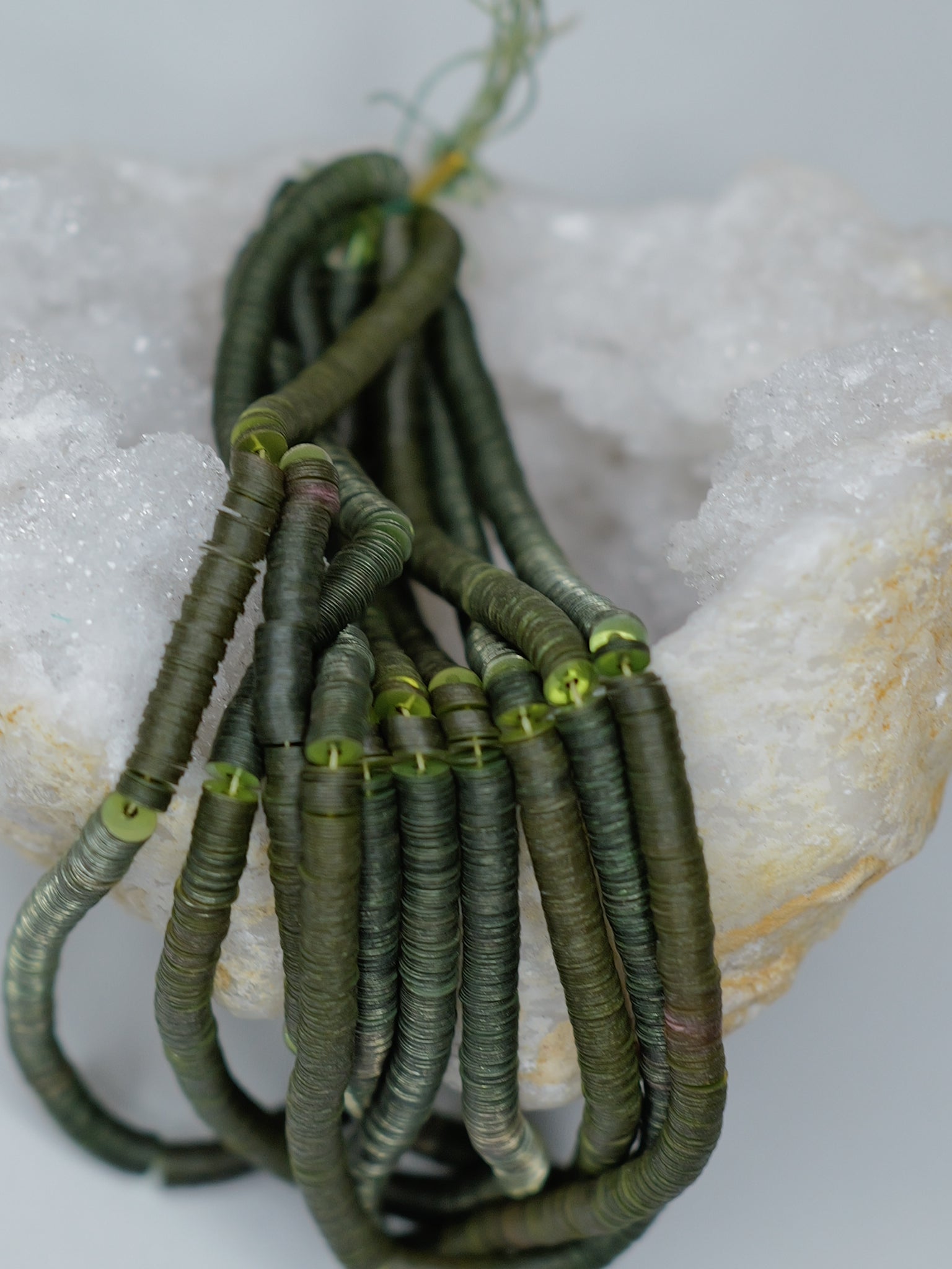 4mm Warm Green Metallic Sequins - Norman Hartnell Archive