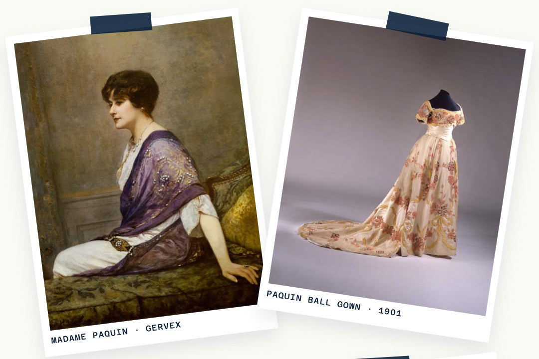 Jeanne Paquin painted by Henri Gervex and a Paquin ball gown of 1901