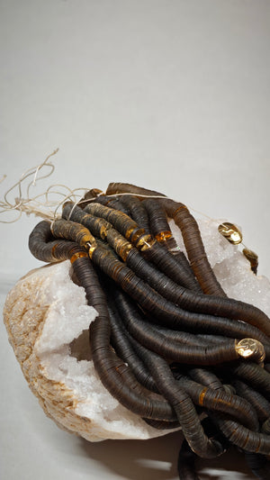 Close-up of dark antique gold sequins