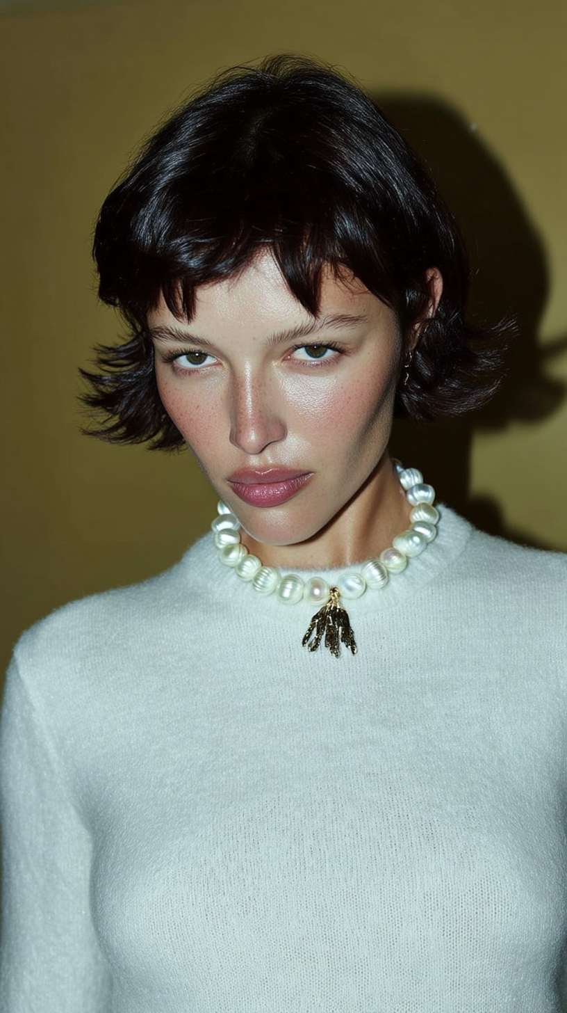 Natural Pearl Necklace with Antique-Bead Pendant