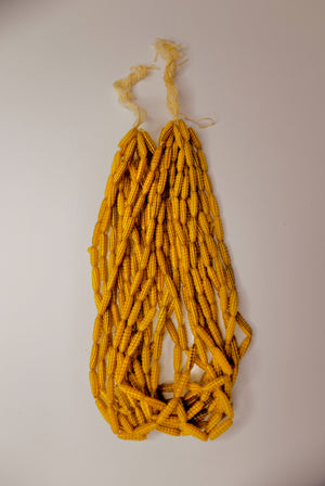 Yellow Hollow-Blown Glass Antique Beads