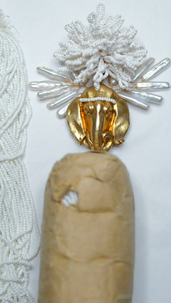 Elephant Brooch - Joseff of Hollywood Cast // Natural Pearls