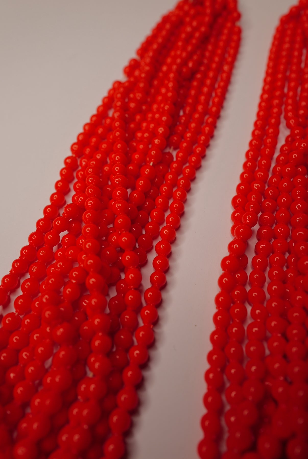 Red Hollow-Blown Glass Antique Beads