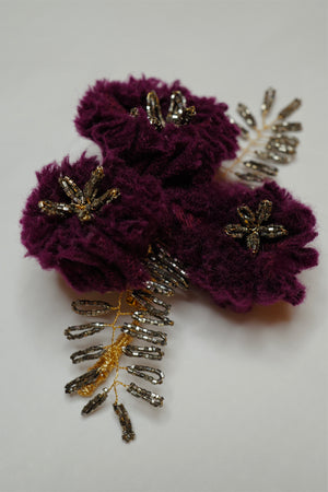 Plum Brooch from Repurposed Materials