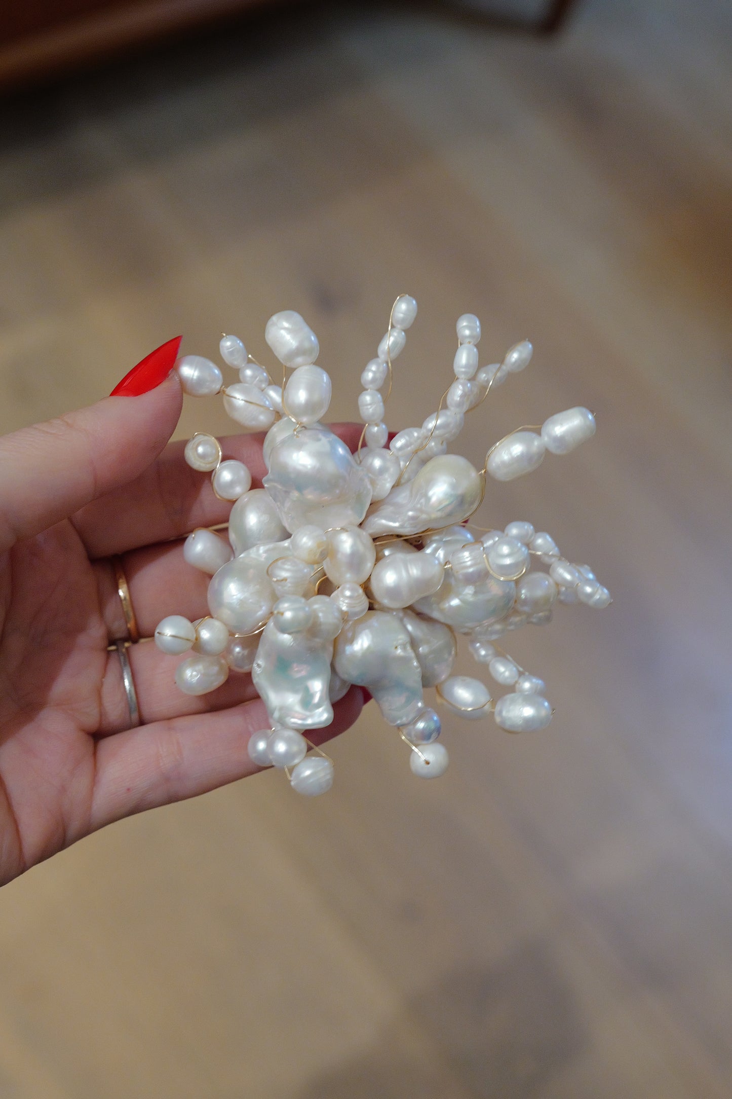 Brooch from Natural Baroque Pearls