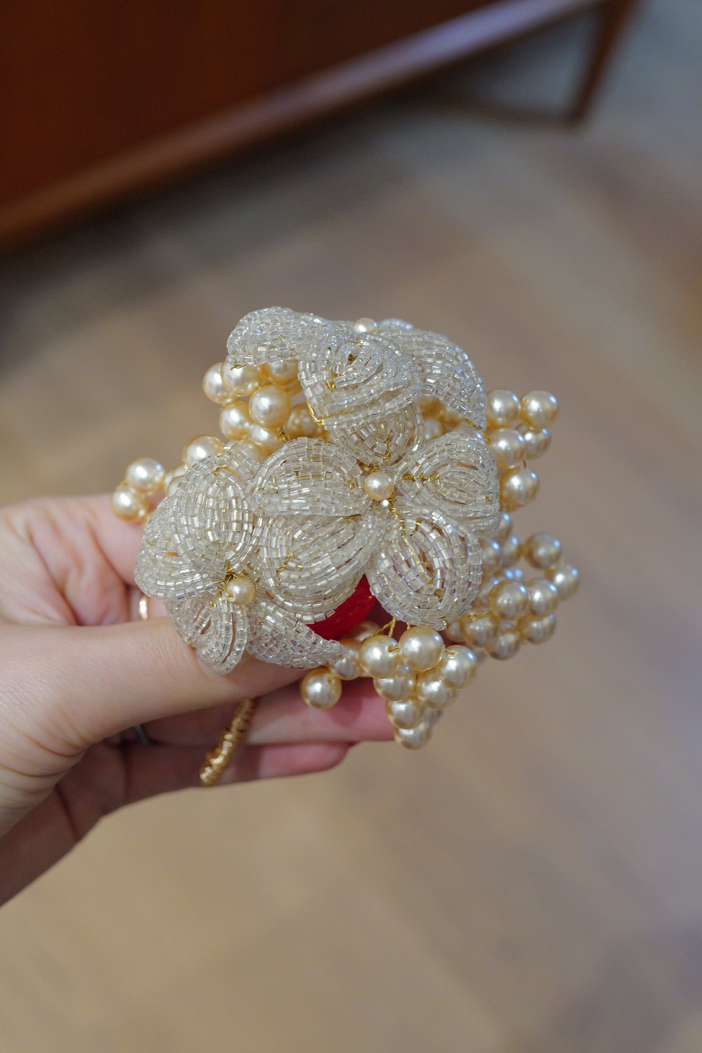 Brooch from Vintage Beads & Faux Pearls