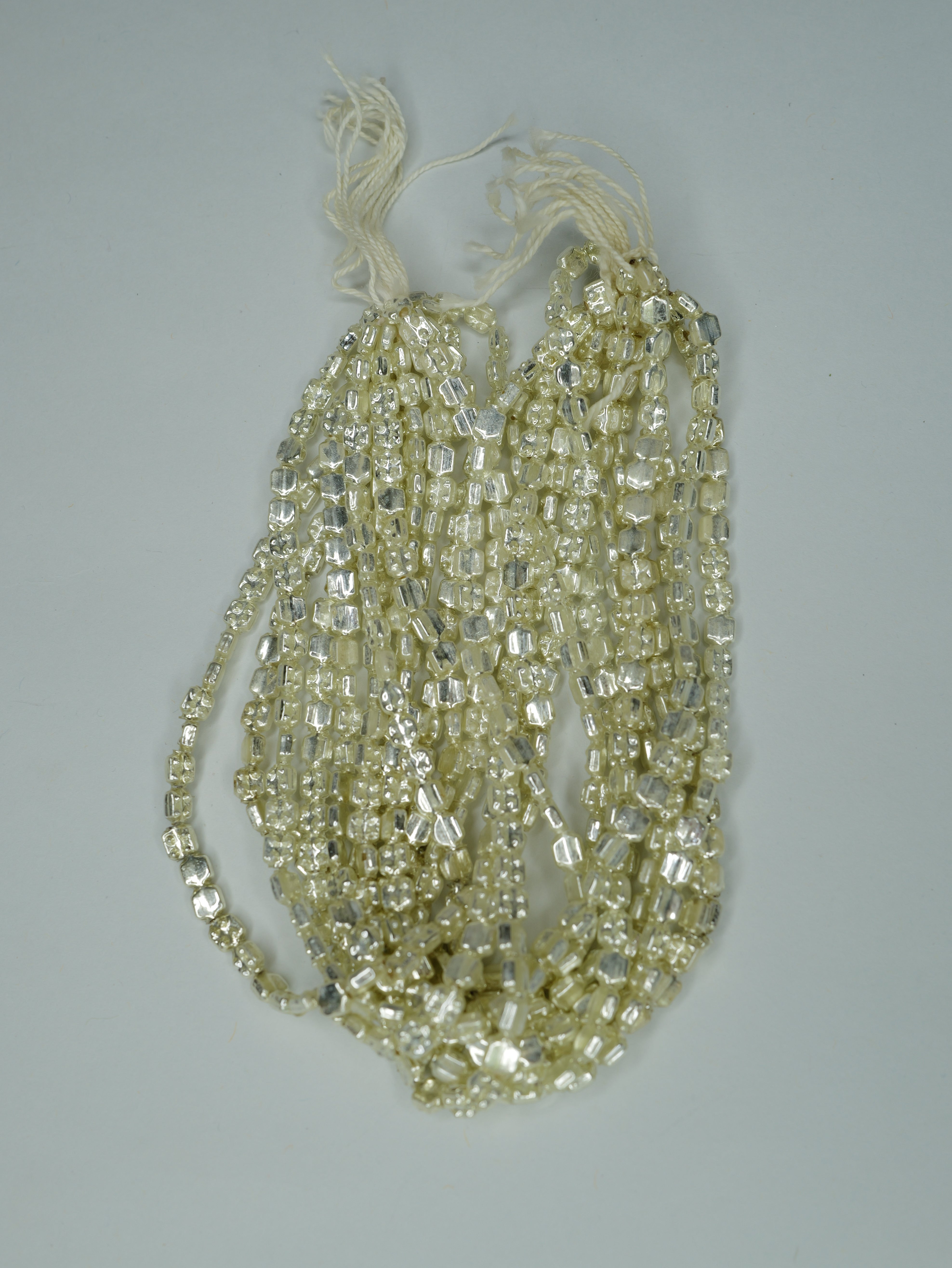 Antique Silver Hexagonal Hollow-Blown Glass Beads