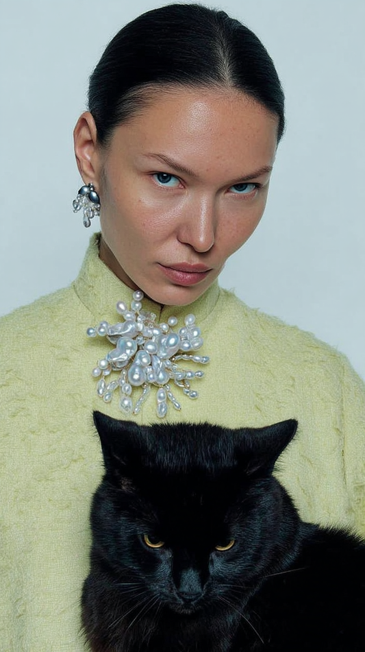 Brooch from Natural Baroque Pearls