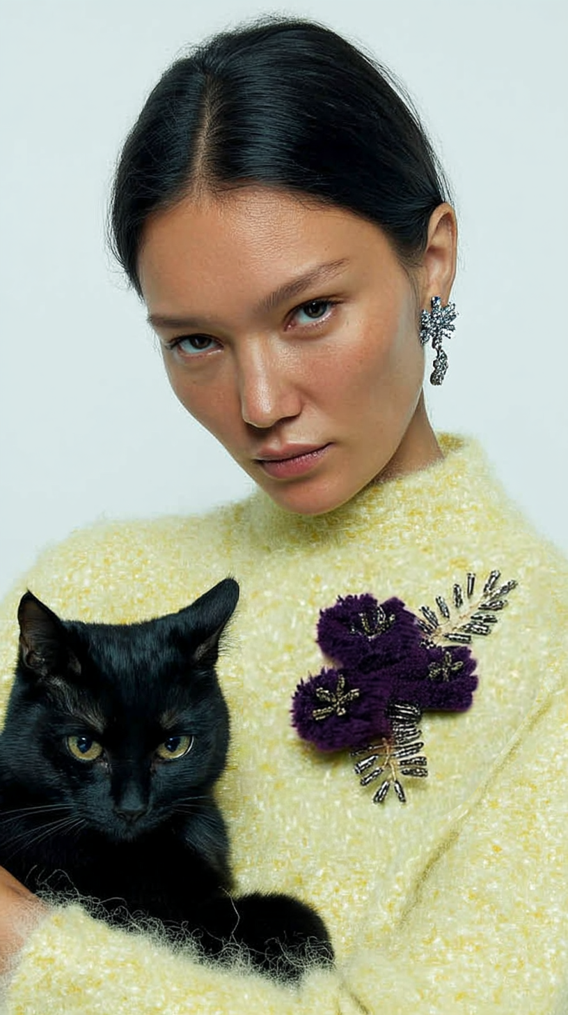 Plum Brooch from Repurposed Materials