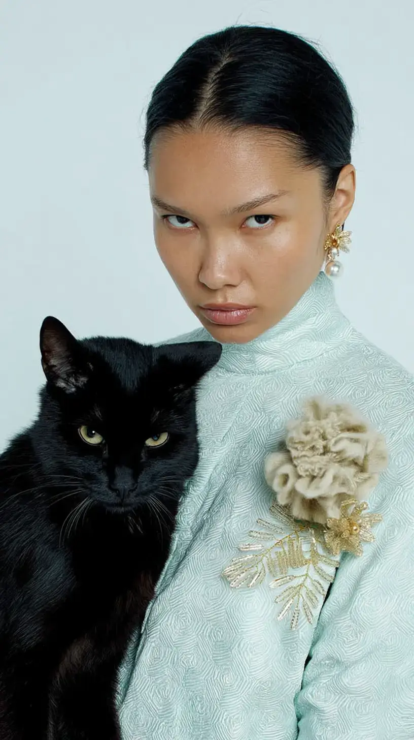 Beige Brooch from Repurposed Materials