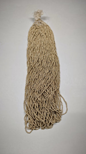 Full hank of pale gold satin Czech glass seed beads 2mm