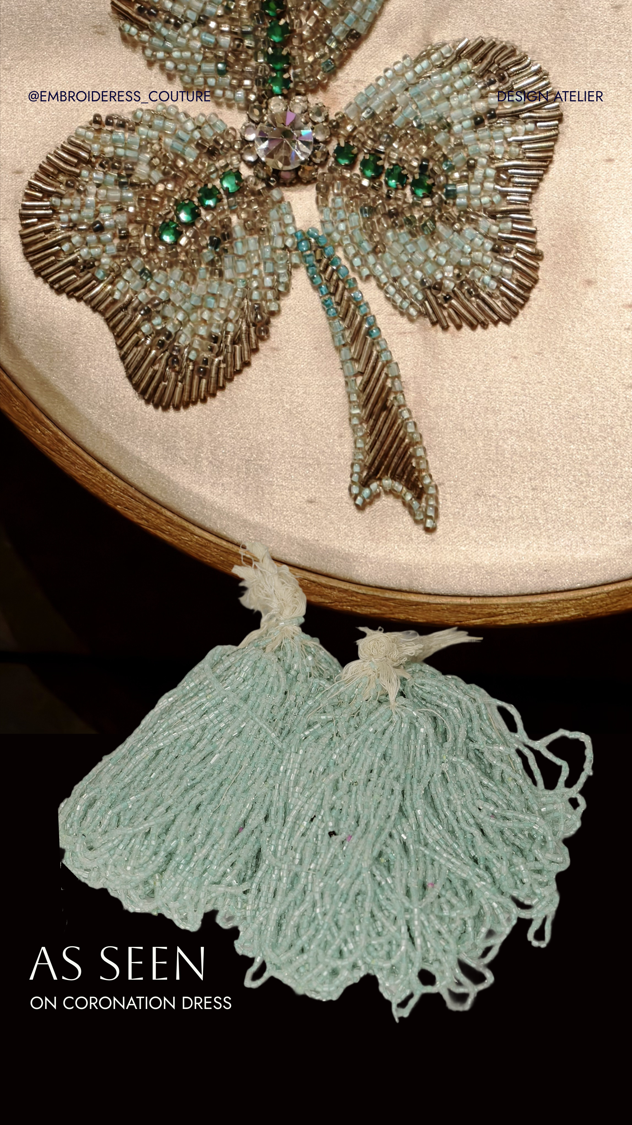 Coronation Dress Aqua Beads - Norman Hartnell Archive