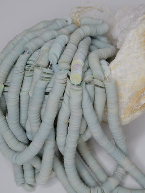 6mm Mist Blue Matt Iris Sequins - Norman Hartnell Archive