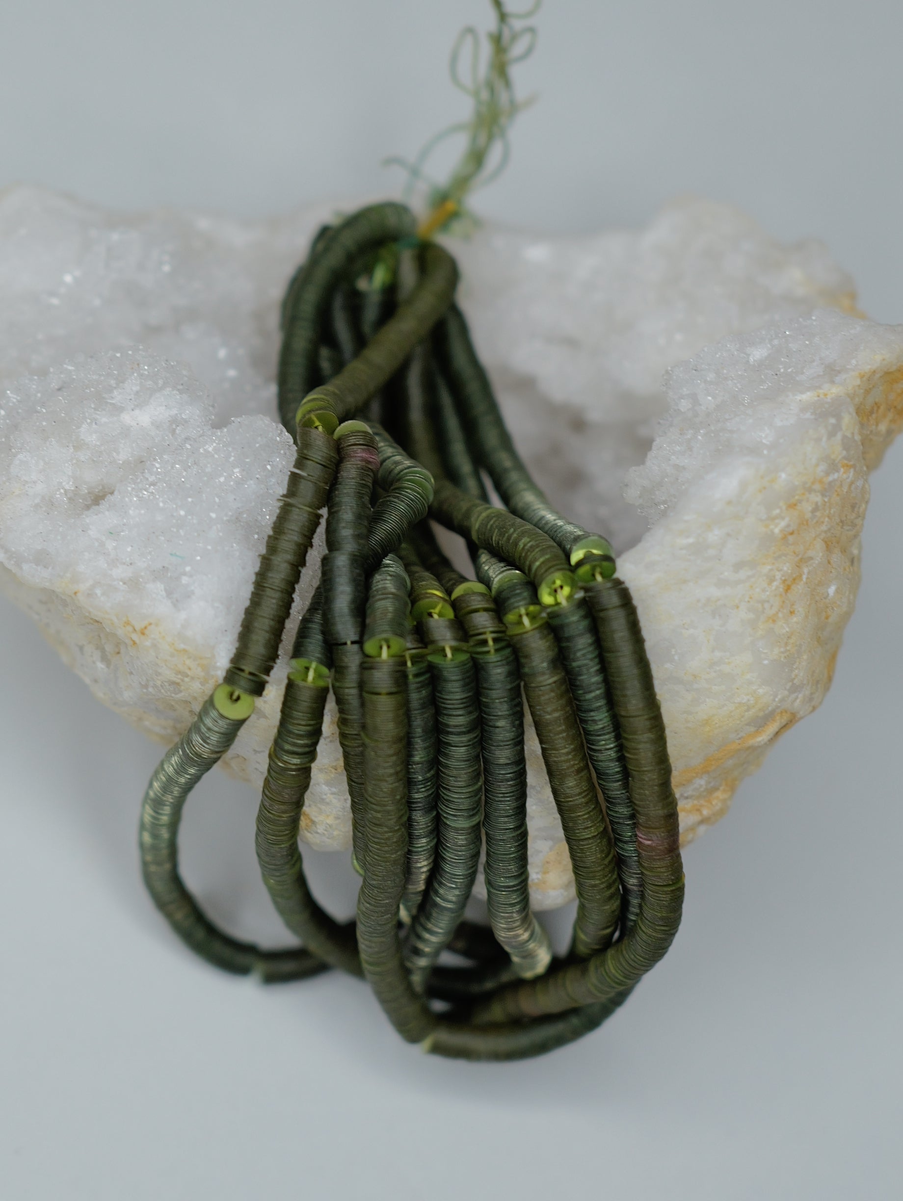 4mm Warm Green Metallic Sequins - Norman Hartnell Archive